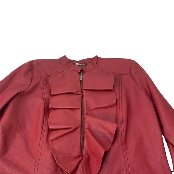 Jou Jou Faux Leather Burgundy Lined Zipper Front Closure - Picture 13 of 13